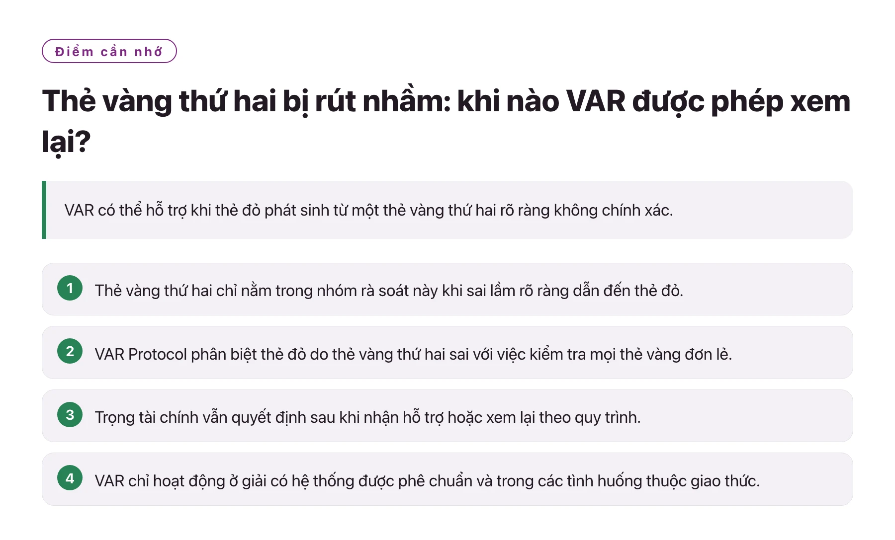 Thẻ vàng thứ hai bị rút nhầm: khi nào VAR được phép xem lại?——全文要点速览